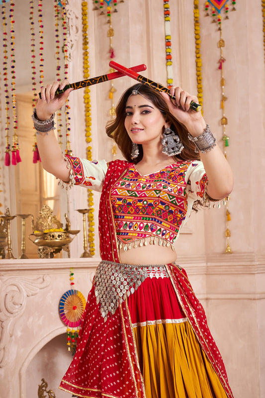 Mirror And Kodi Work Colorful Navratri Chaniya Choli In Viscose Cotton