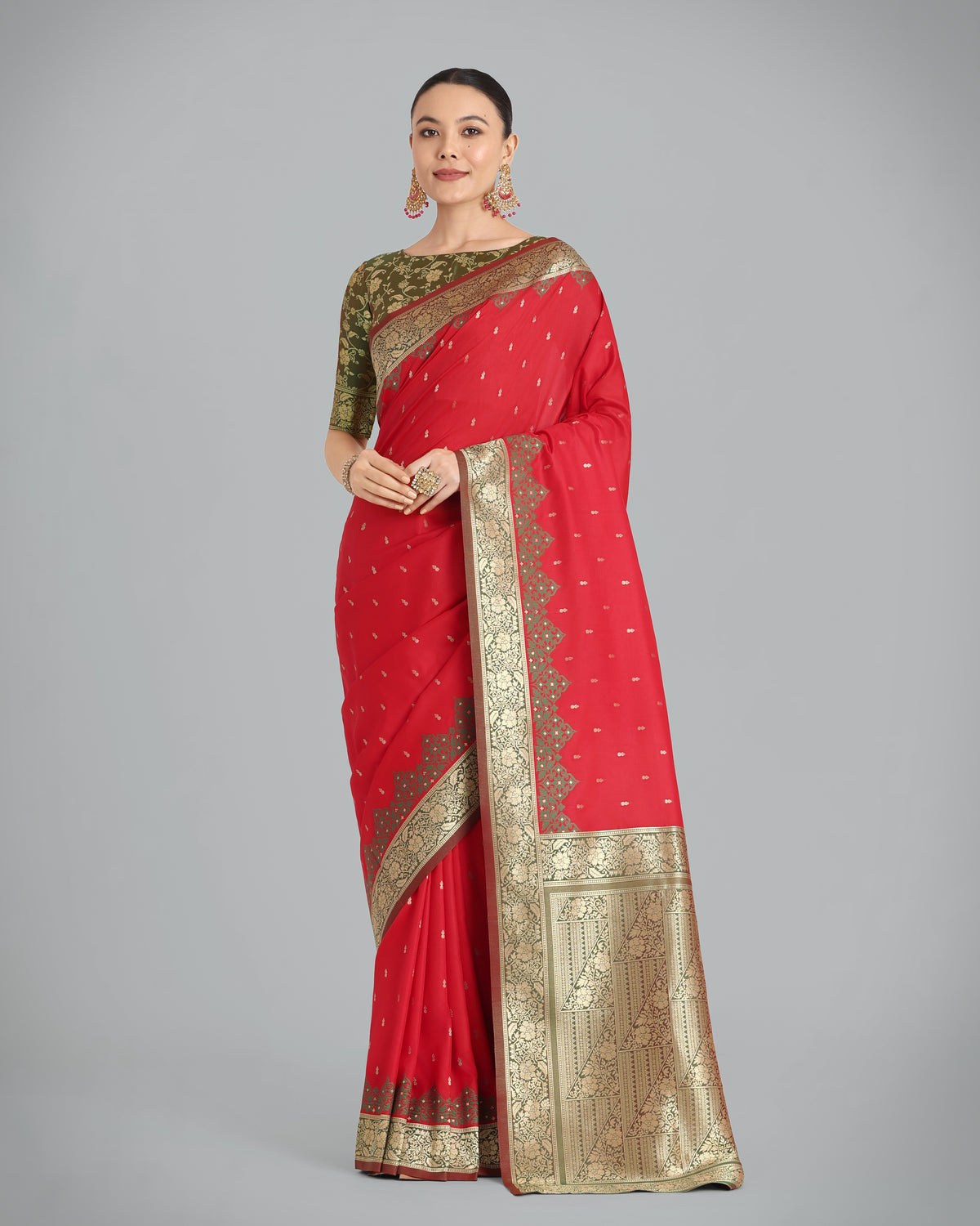 Red Banarasi Soft Silk Butti & Zari Weave Tradition Saree
