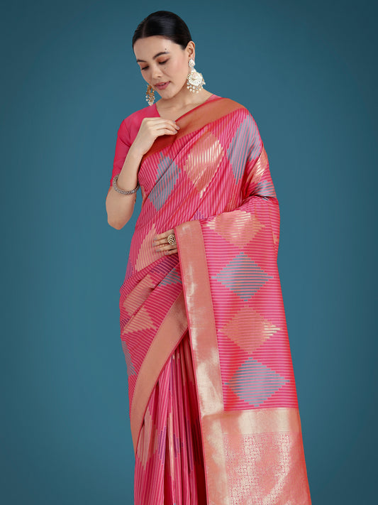 Light Pink Colour Banarasi Silk Zari Weaving Classic Saree