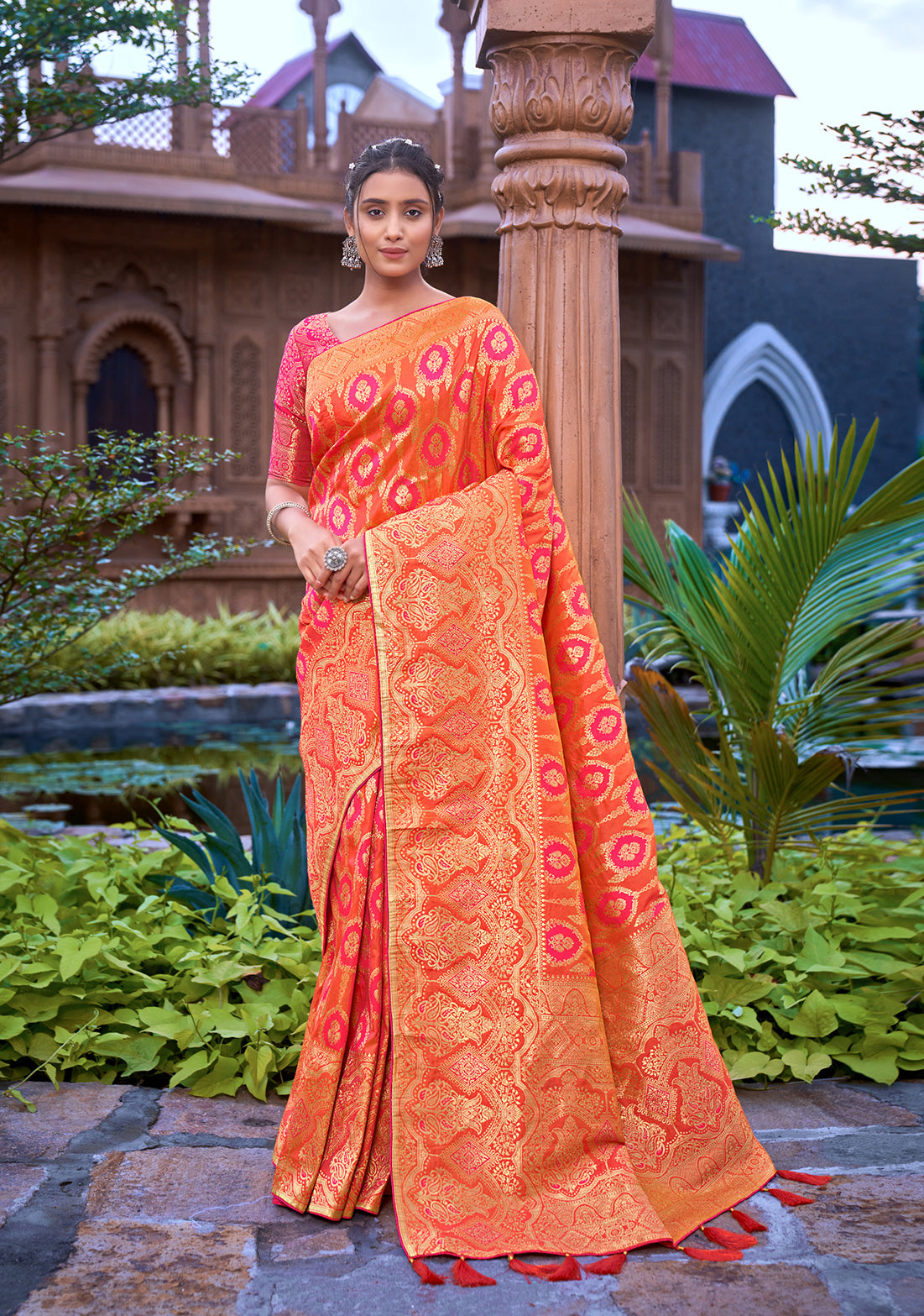 Multicolor Handloom Silk Weaving Work Ceremony Saree