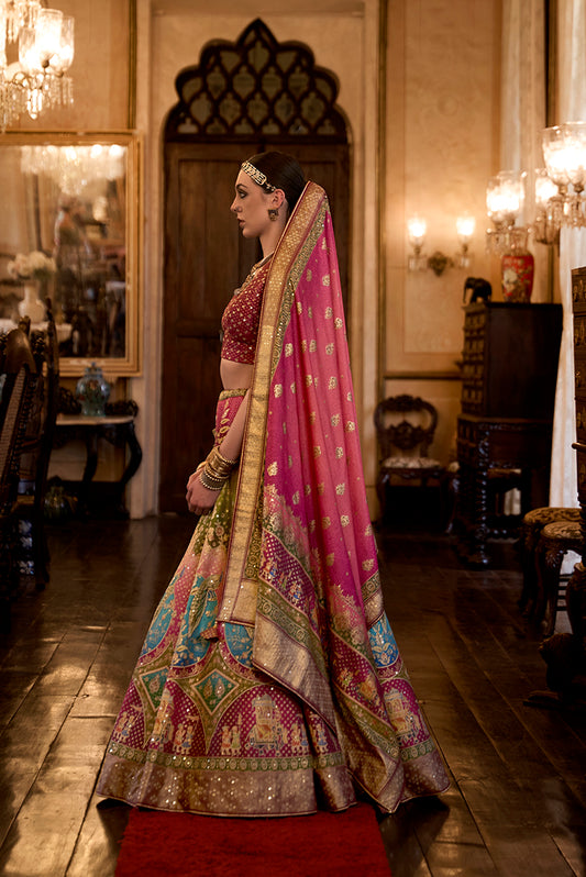 Multi Colour Silk Mirror Work Readymade Lehenga Choli
