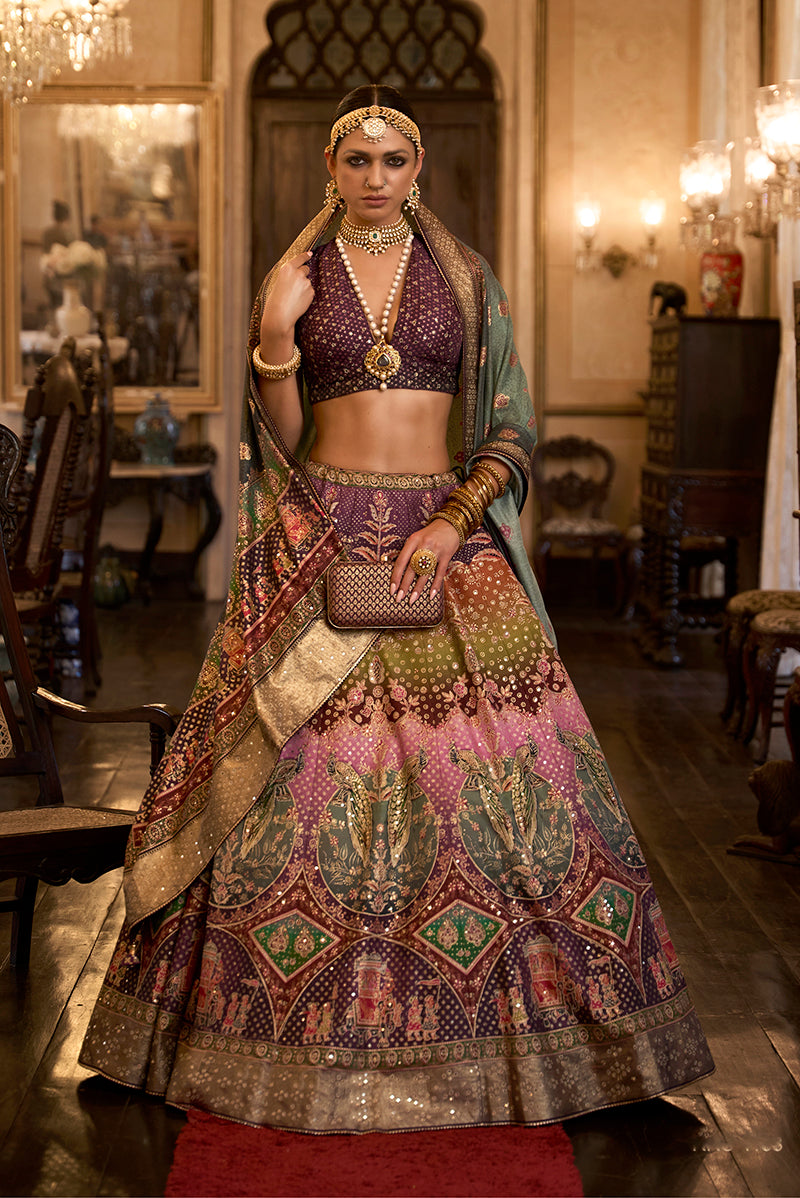 Multi Colour Silk Mirror Work Readymade Lehenga Choli