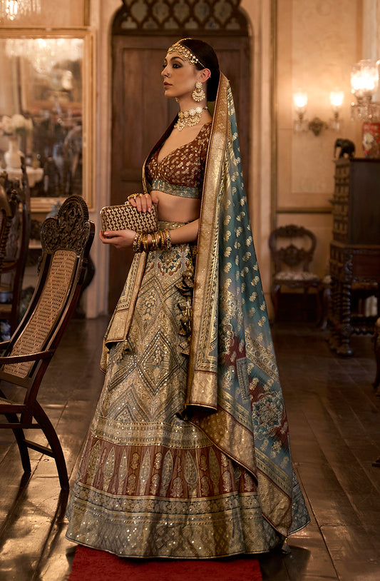 Multi Colour Silk Mirror Work Readymade Lehenga Choli
