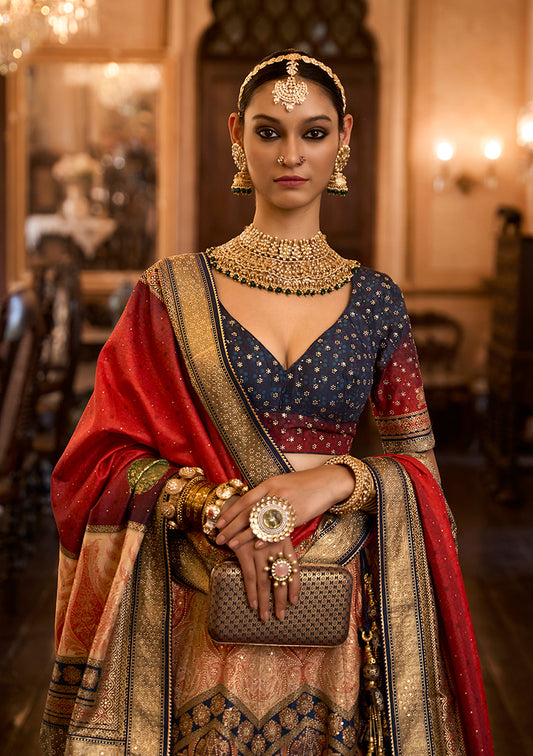 Multi Colour Silk Mirror Work Readymade Lehenga Choli
