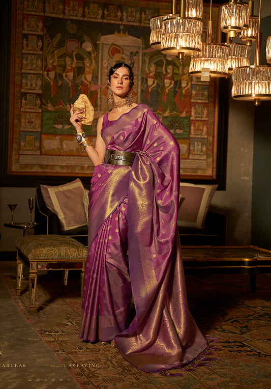 Purple Banarasi Silk Elegant Zari Weaving Saree