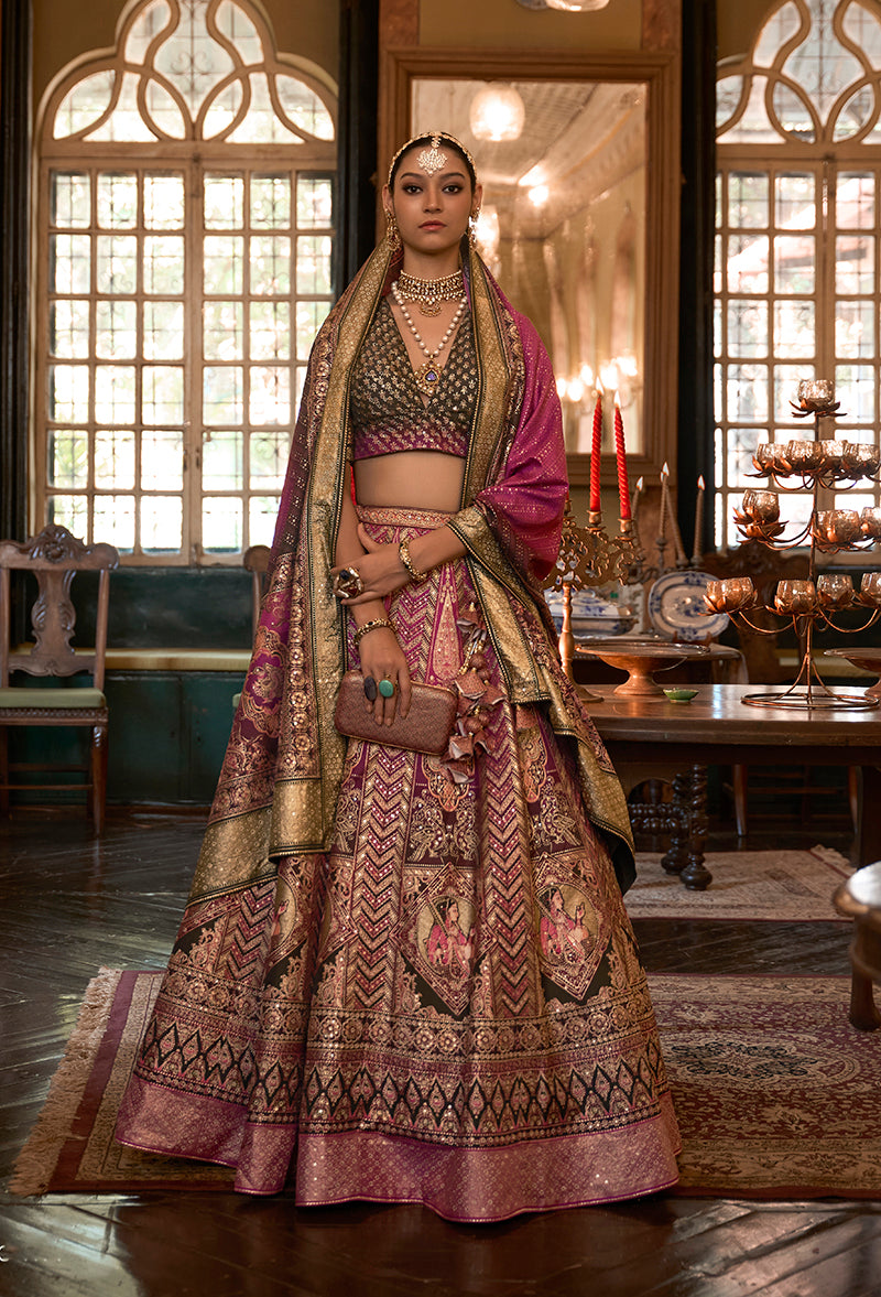 Multi Colour Silk Stone Work Readymade Lehenga Choli