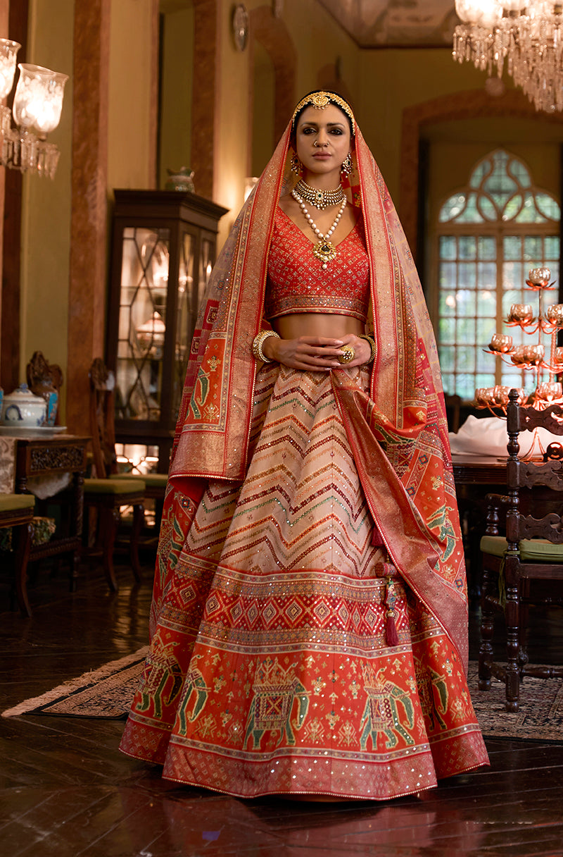 Multi Colour Silk Mirror Work Readymade Wedding Lehenga Choli