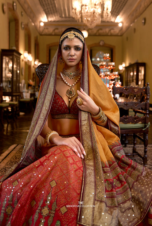 Multi Colour Silk Mirror Work Readymade Wedding Lehenga Choli