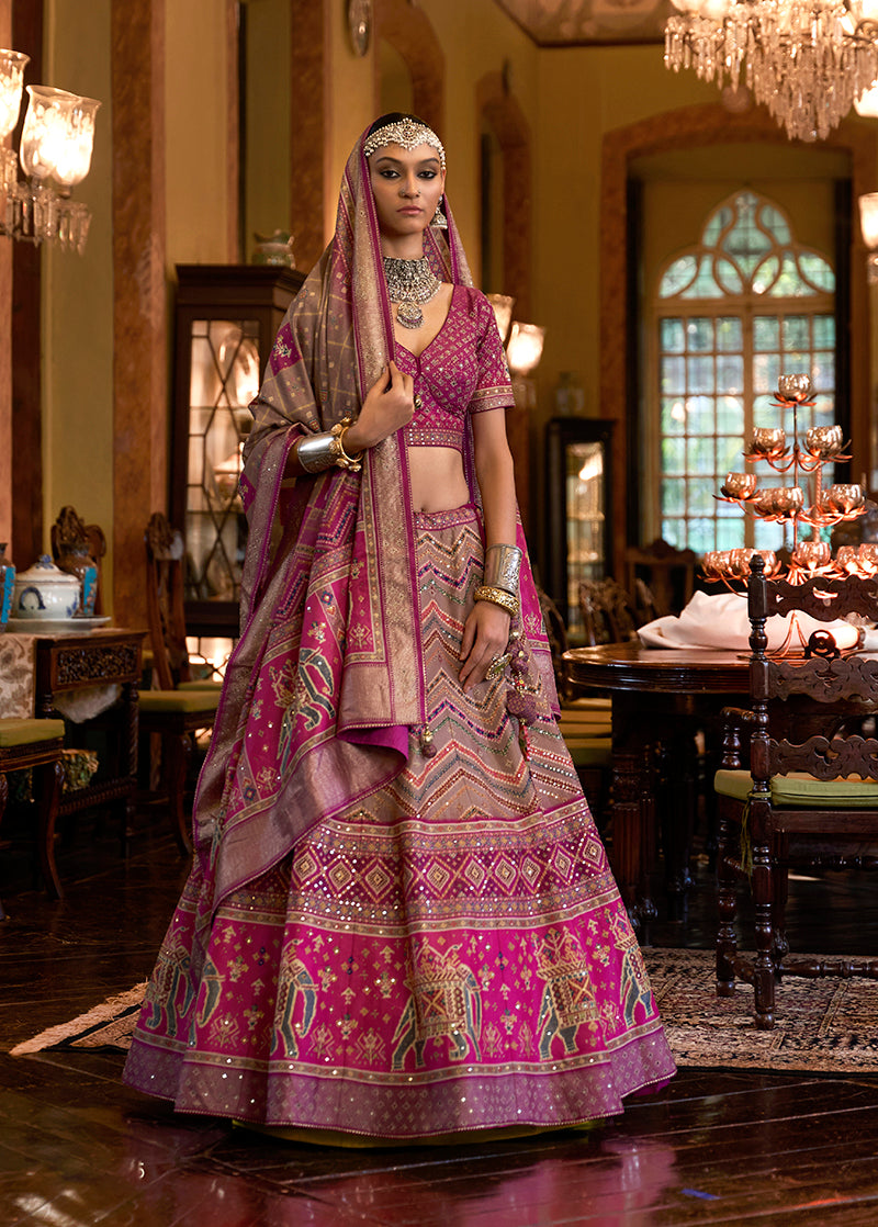 Multi Colour Silk Mirror Work Readymade Wedding Lehenga Choli