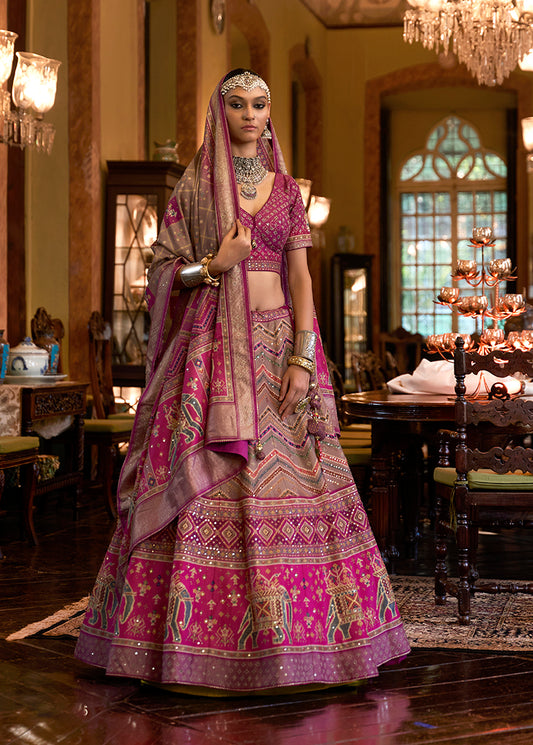 Multi Colour Silk Mirror Work Readymade Wedding Lehenga Choli