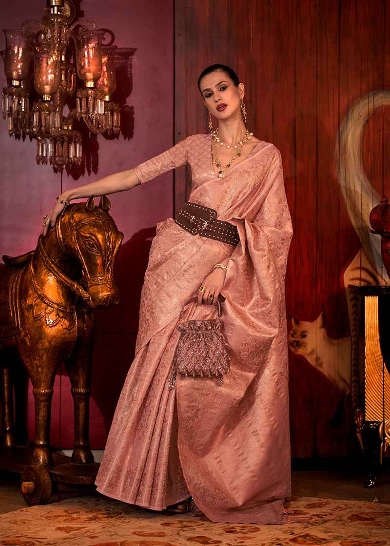 Light Pink Silk Rich Traditional Saree with Grand Zari Weaving