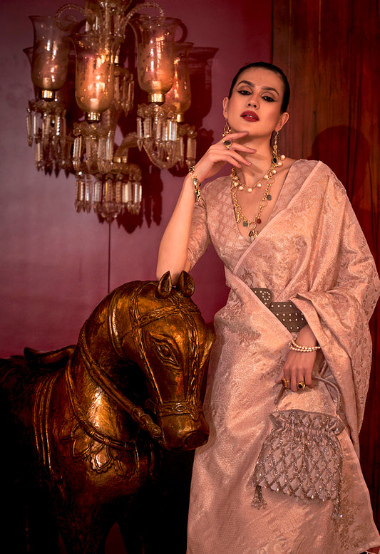 Light Pink Silk Rich Traditional Saree with Grand Zari Weaving