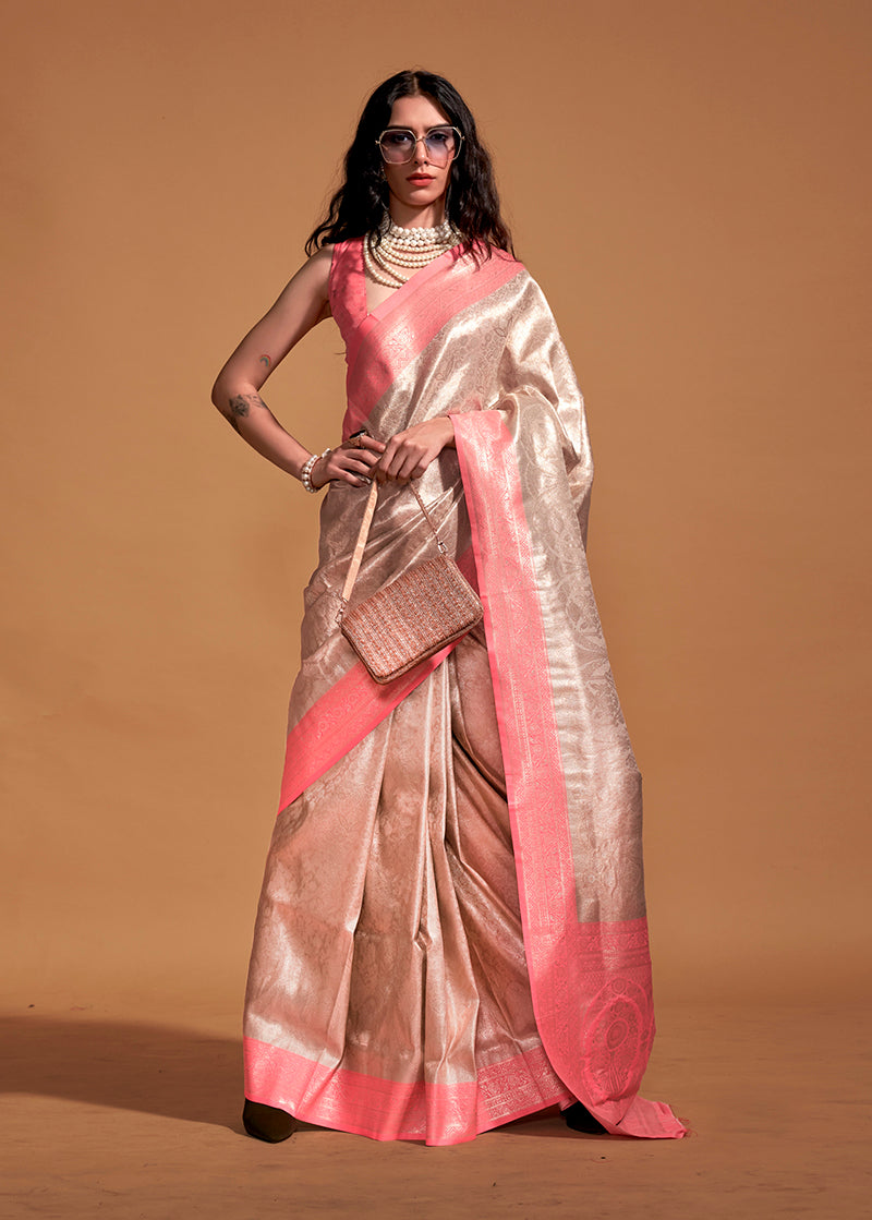 Off-White Rich Kanjivaram Silk Zari Woven Traditional Saree