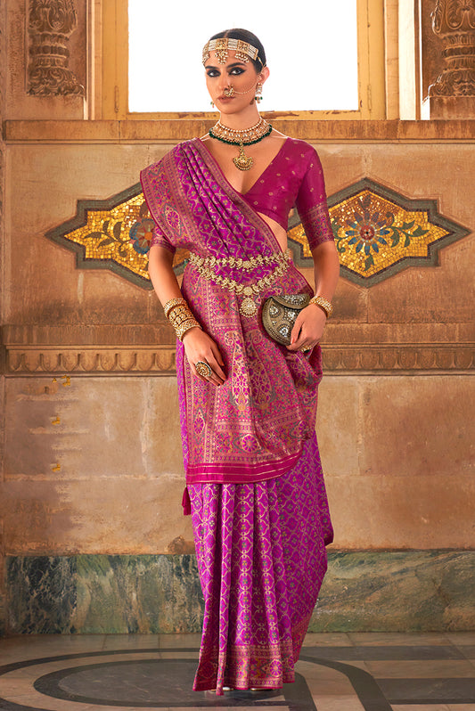 Purple Banarasi Silk Weaving Work Saree