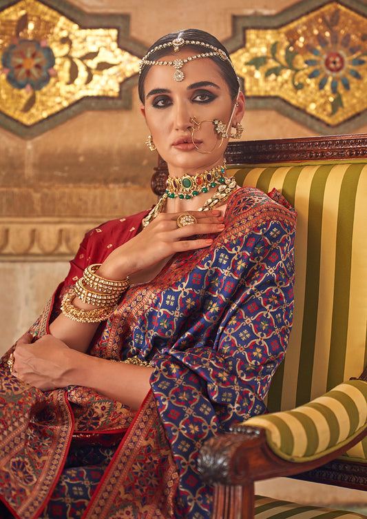Navy Blue Banarasi Silk Weaving Work Saree