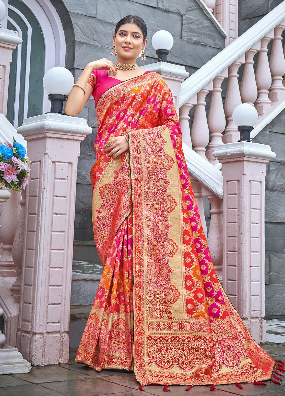 Banarasi Silk Blend Jacquard Woven Designer Saree