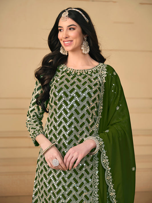 Mahendi Georgette Embroidered Designer Sharara Suit