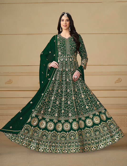 Green Georgette Embroidered Anarkali Salwar Suit