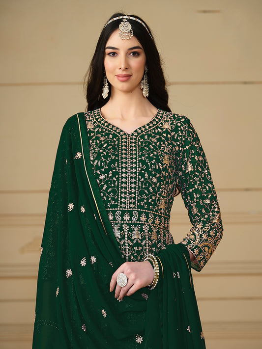 Green Georgette Embroidered Anarkali Salwar Suit