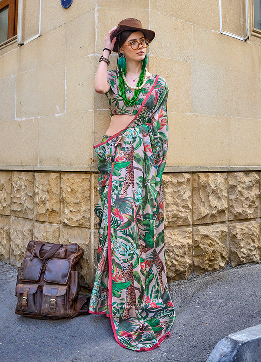 Multi Printed Georgette Saree for Evening Glam