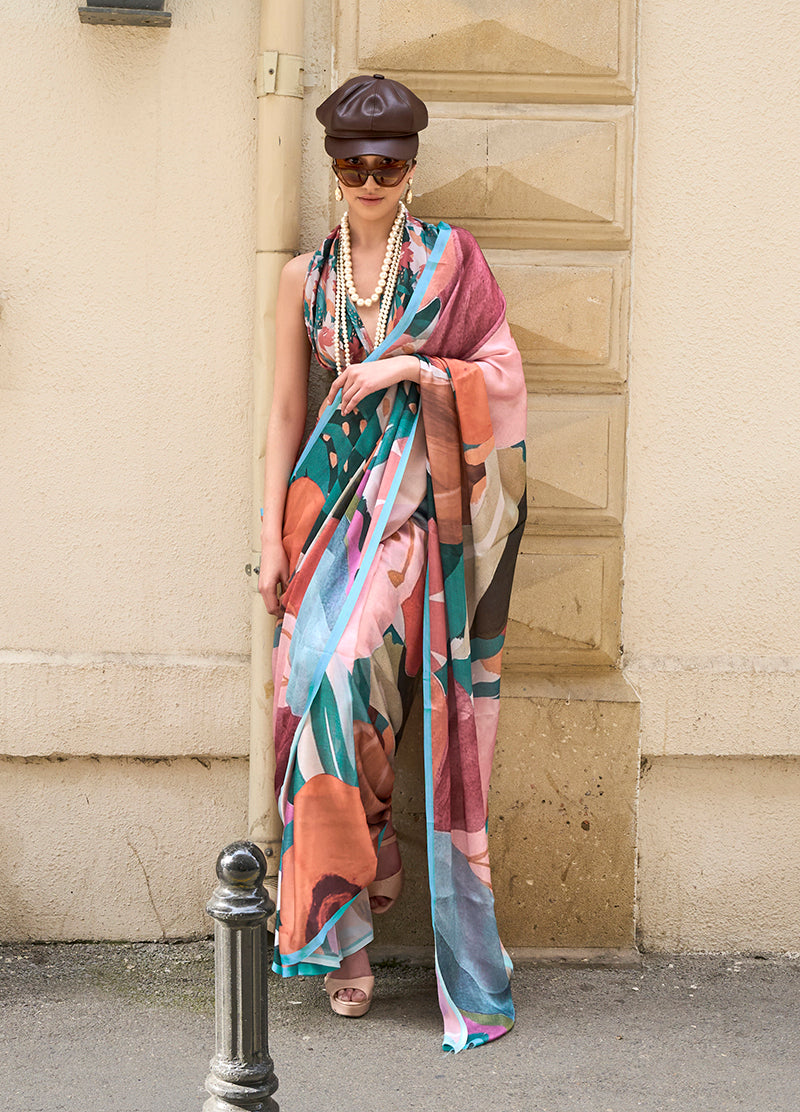 Multi Printed Georgette Saree for Evening Glam