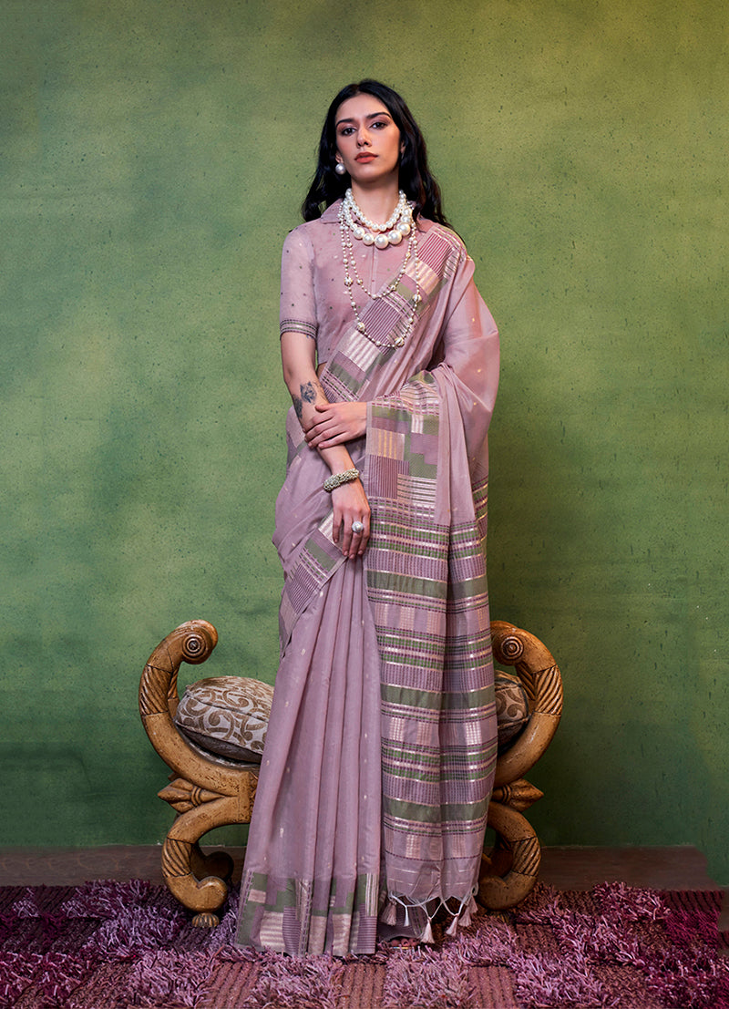 Dark Lilac Weaving Silk Light weight Casual Saree