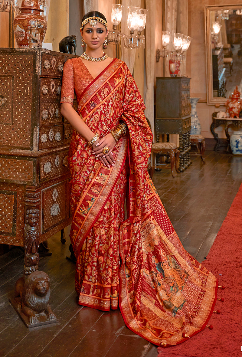 Maroon Banarasi Silk Traditional Zari Brocade Work Saree
