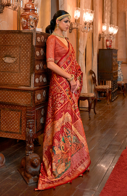 Maroon Banarasi Silk Traditional Zari Brocade Work Saree