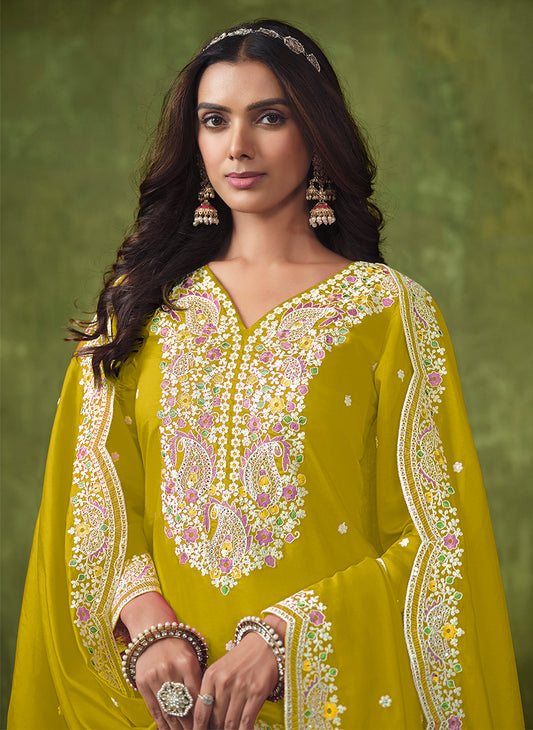 Pear Chanderi Embroidered Trendy Salwar Kameez