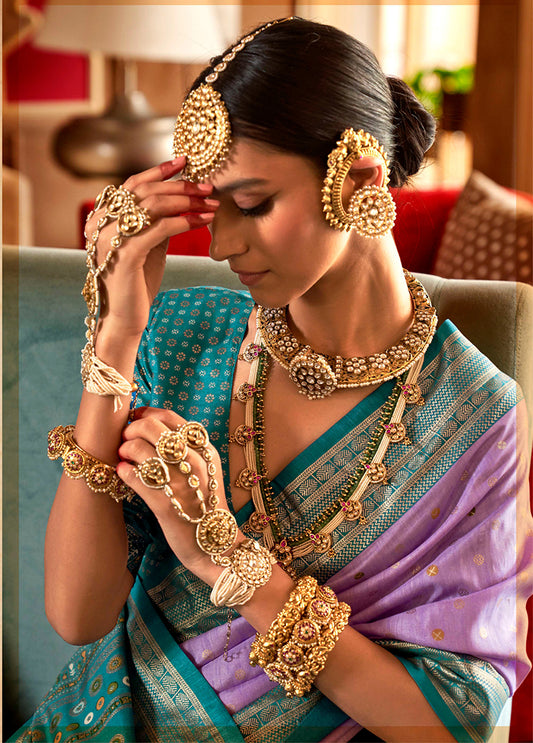 Lavender Silk Patola Print Saree