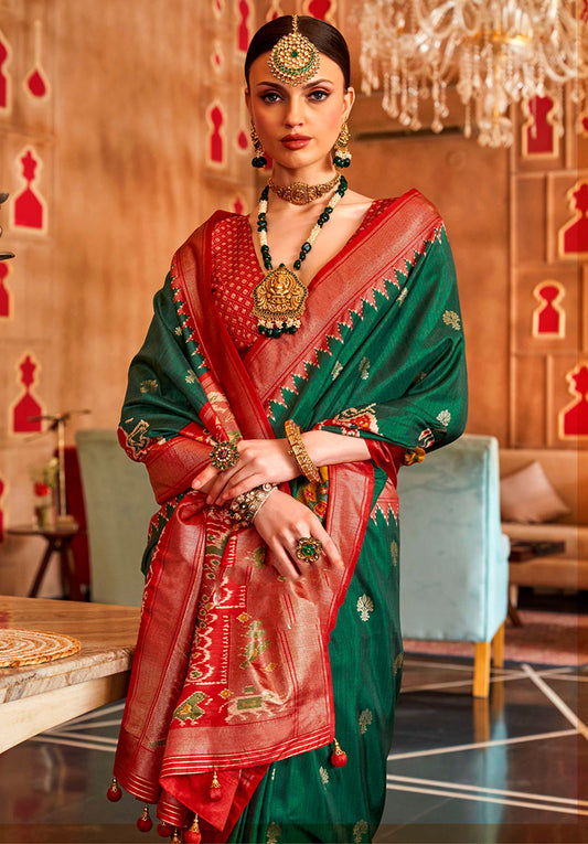 Green Silk Patola Print Saree