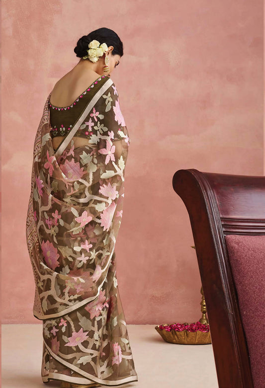 Brown Brasso Printed Classic Saree