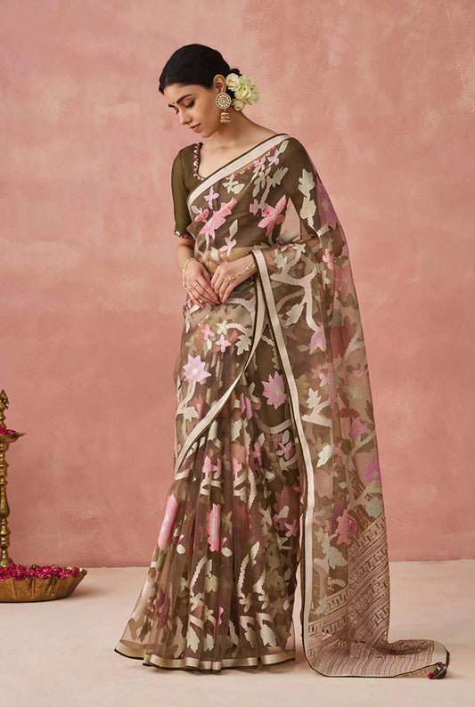 Brown Brasso Printed Classic Saree