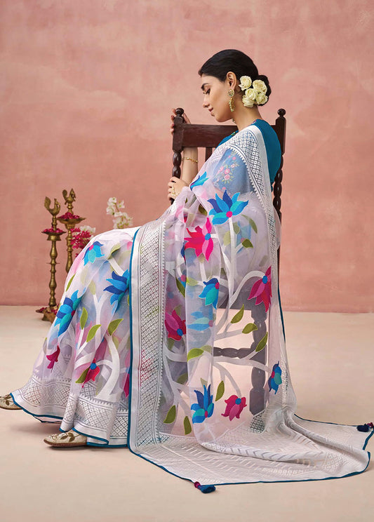 Off-White Brasso Printed Classic Saree