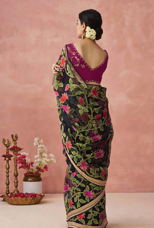 Black Brasso Printed Classic Saree