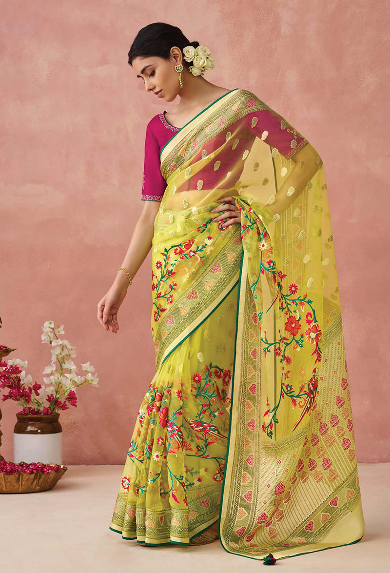 Yellow Brasso Printed Classic Saree