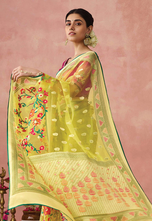 Yellow Brasso Printed Classic Saree