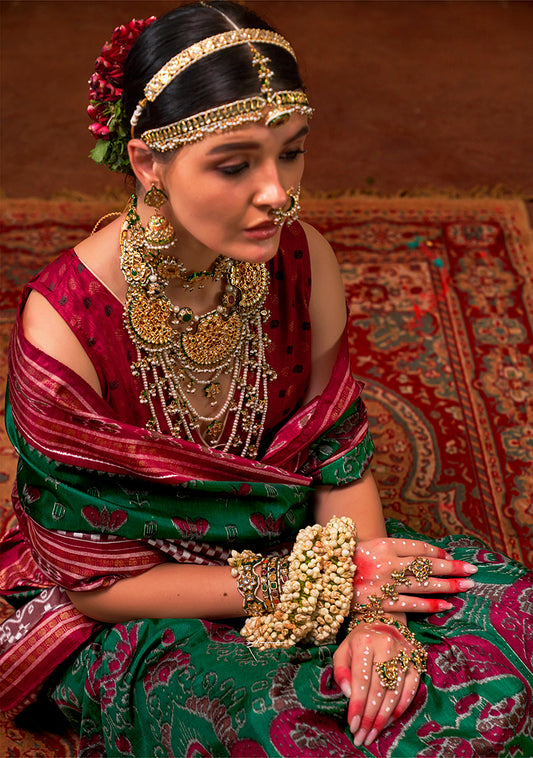 Green Silk Patola Print Saree