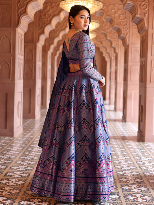 Light Lavender Kanjivaram Silk Weaving Trendy Lehenga Choli