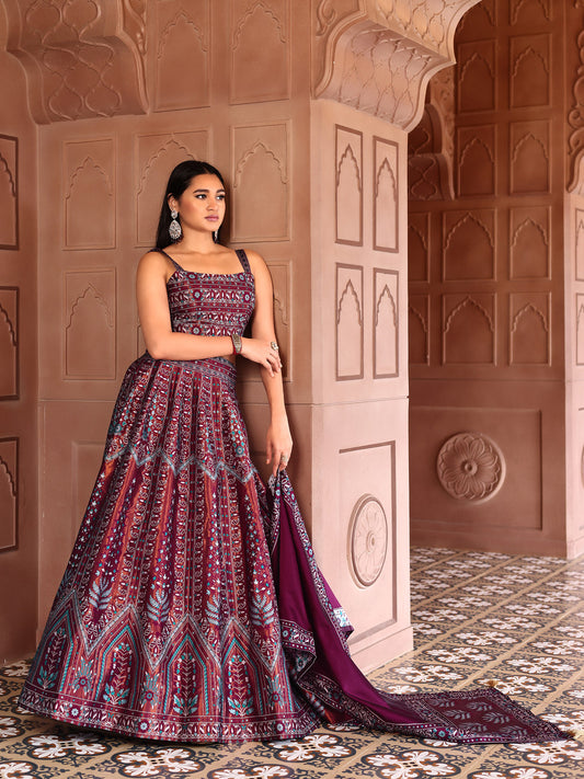 Maroon Kanjivaram Silk Weaving Zari Lehenga Choli