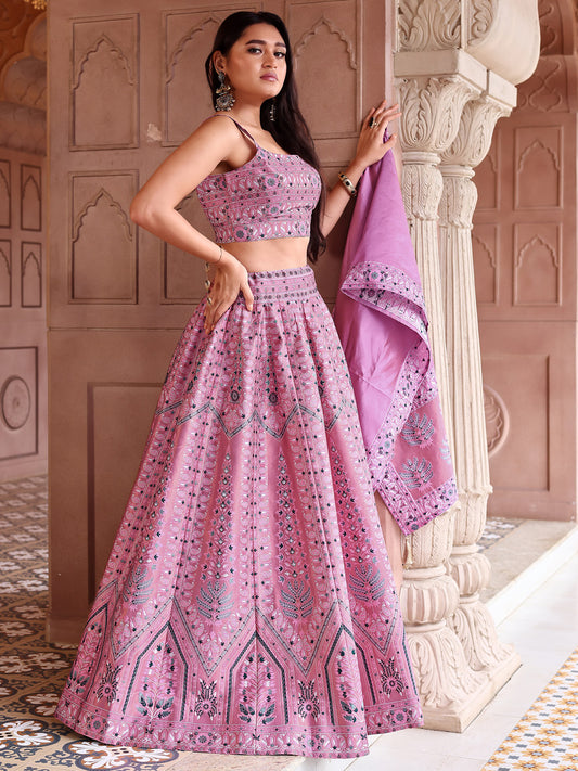 Pink Kanjivaram Silk Weaving Zari Lehenga Choli