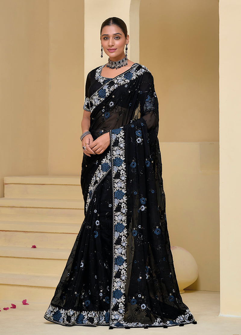 Soft Organza Silk Sequins Work Saree