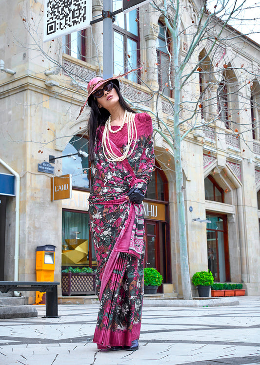 Multi Soft Shine Printed Satin Silk Saree
