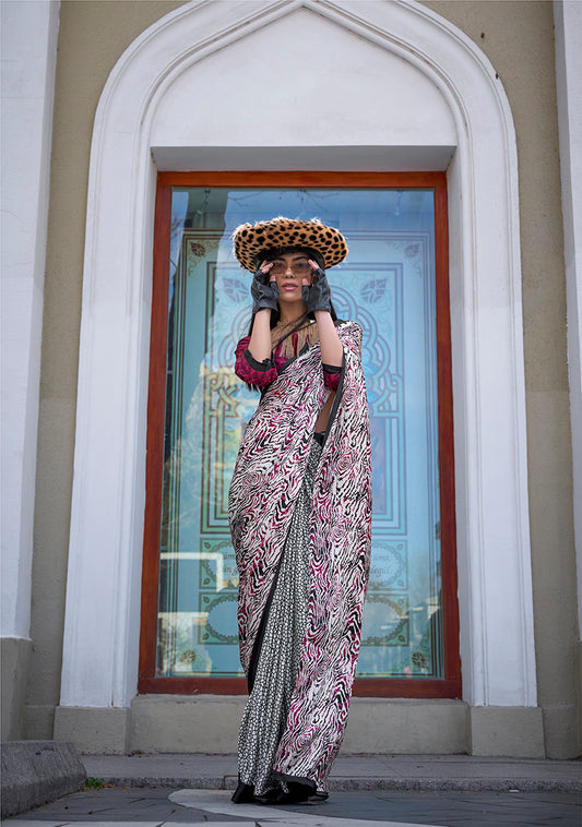 Multi Soft Shine Printed Satin Silk Saree