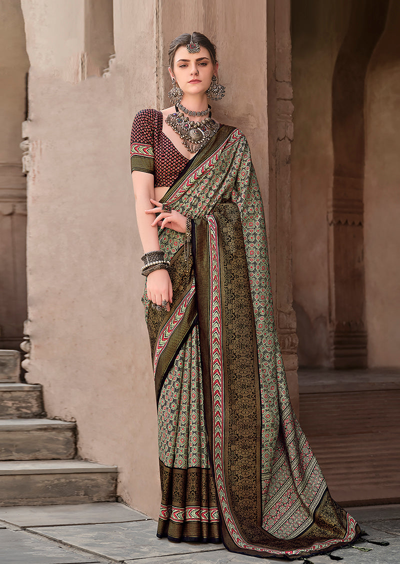 Multi Colour Silk Patola Print Saree