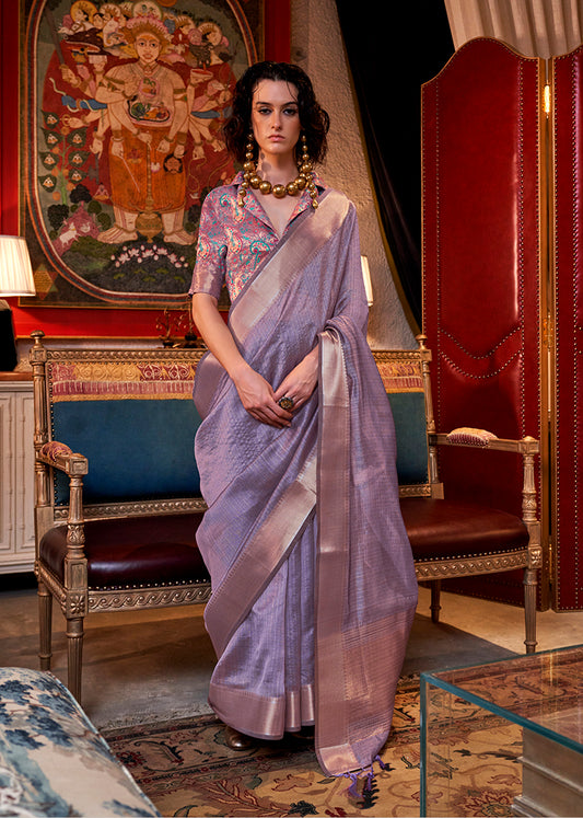 Purple Moss Chiffon Saree with a Classy Sheen