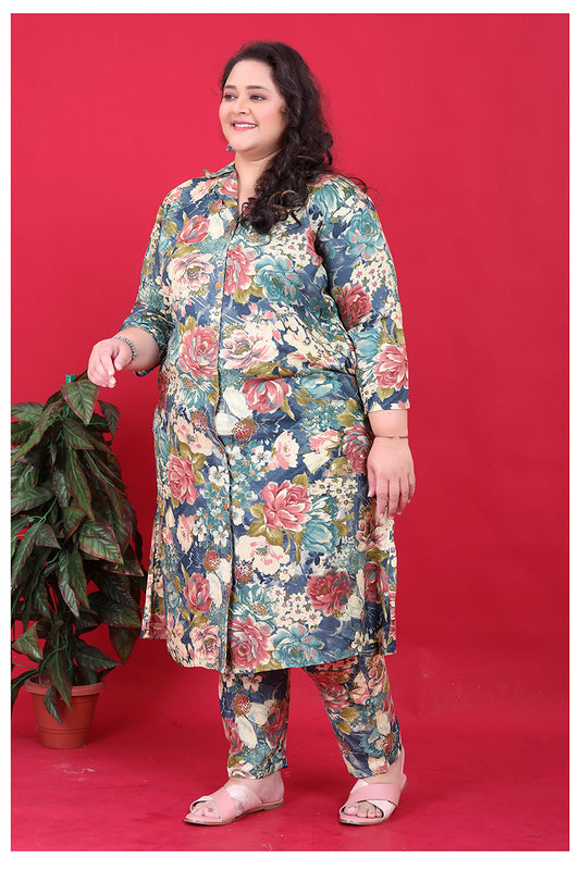 Multi Colour Rayon Floral Print Classic Co-ord Set