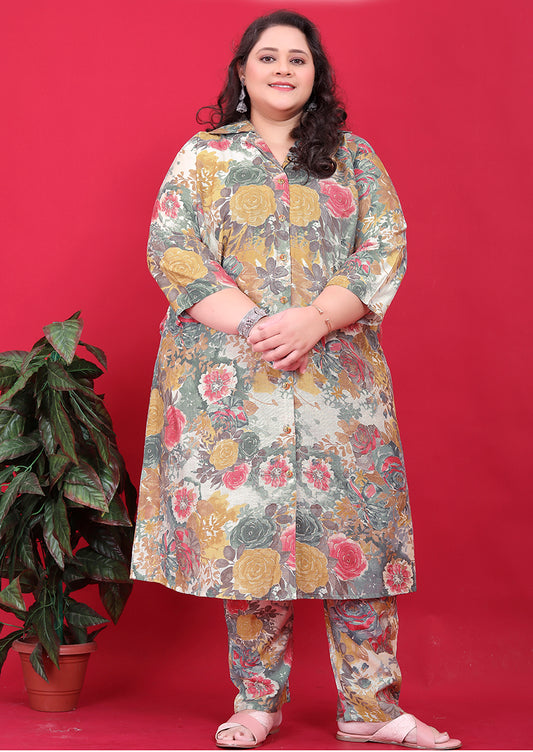 Multi Colour Rayon Floral Print Classic Co-ord Set