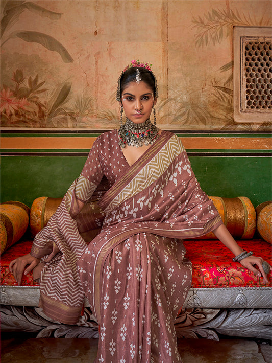 Mauve Mercerized Sigma Silk Printed Saree