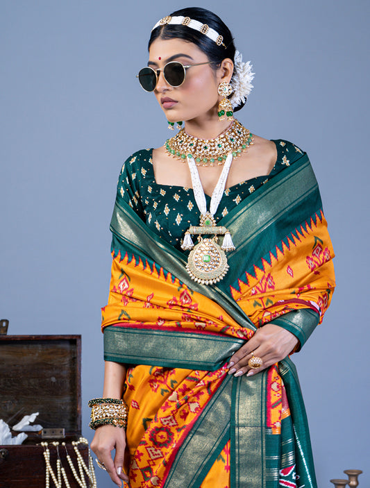 Amber Silk Blend Patola Print Saree